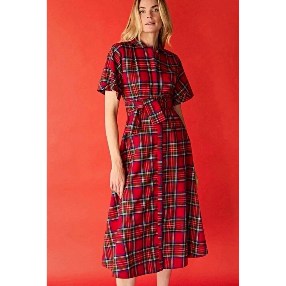 BURU Women’s Donna Day Gown Plaid Shirt Dress  Midi Dress . Size XS